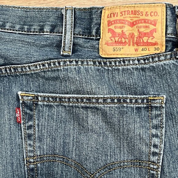 Men's Levis 559 Relaxed Straight Denim Jeans SZ 40x30 Blue Cotton Red Tab - Picture 11 of 11